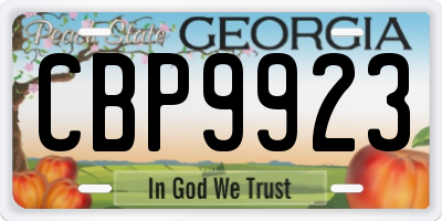 GA license plate CBP9923