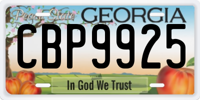 GA license plate CBP9925