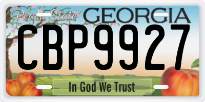 GA license plate CBP9927