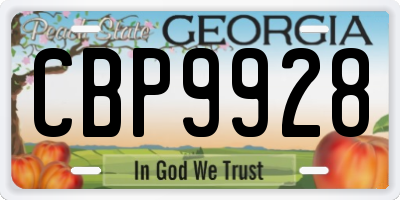 GA license plate CBP9928