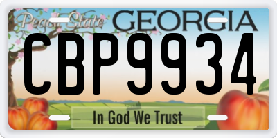GA license plate CBP9934