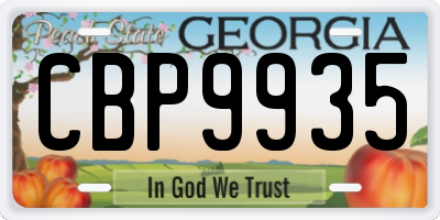 GA license plate CBP9935