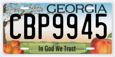 GA license plate CBP9945