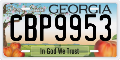 GA license plate CBP9953