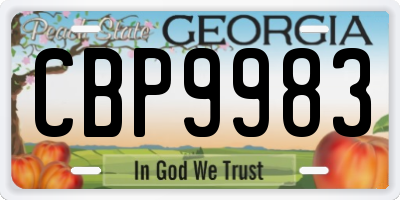 GA license plate CBP9983