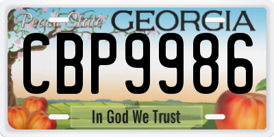 GA license plate CBP9986