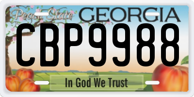 GA license plate CBP9988