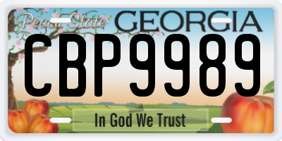 GA license plate CBP9989