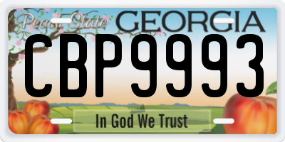 GA license plate CBP9993