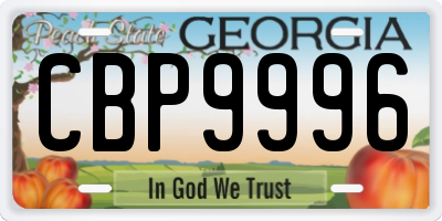 GA license plate CBP9996