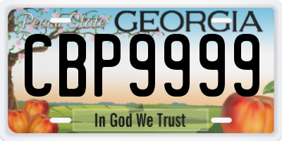 GA license plate CBP9999