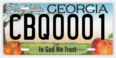 GA license plate CBQ0001