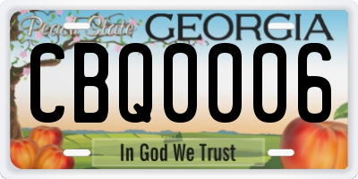 GA license plate CBQ0006