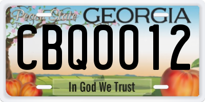 GA license plate CBQ0012