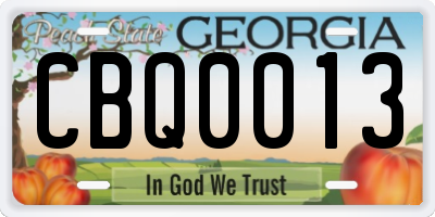 GA license plate CBQ0013
