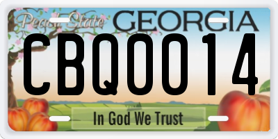 GA license plate CBQ0014