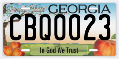 GA license plate CBQ0023