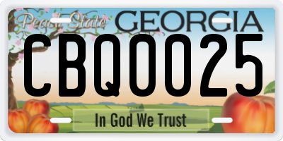 GA license plate CBQ0025