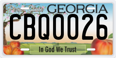 GA license plate CBQ0026