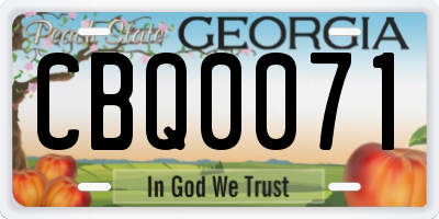 GA license plate CBQ0071