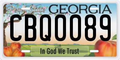 GA license plate CBQ0089