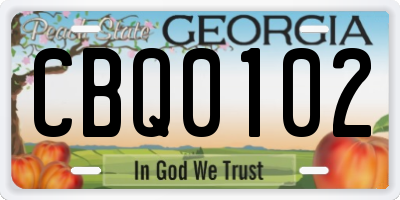 GA license plate CBQ0102