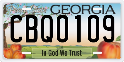 GA license plate CBQ0109