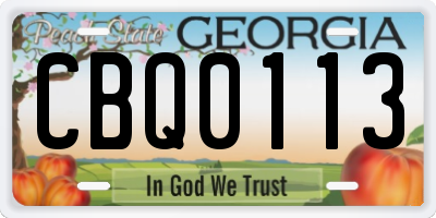 GA license plate CBQ0113