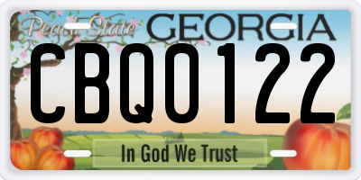 GA license plate CBQ0122