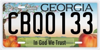 GA license plate CBQ0133