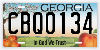 GA license plate CBQ0134