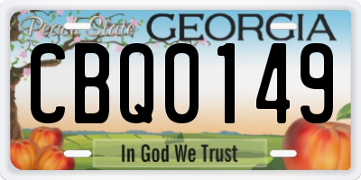 GA license plate CBQ0149