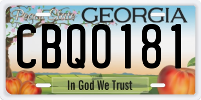 GA license plate CBQ0181