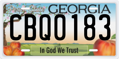 GA license plate CBQ0183
