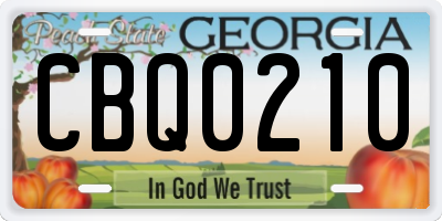 GA license plate CBQ0210
