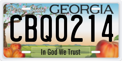 GA license plate CBQ0214