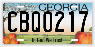 GA license plate CBQ0217