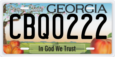 GA license plate CBQ0222