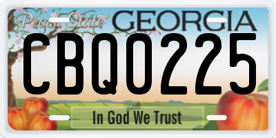 GA license plate CBQ0225
