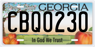 GA license plate CBQ0230