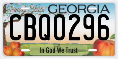 GA license plate CBQ0296