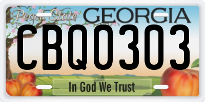GA license plate CBQ0303