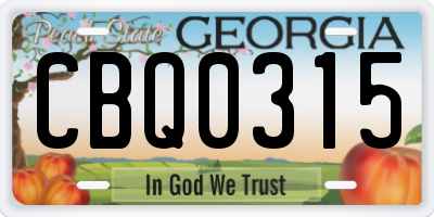 GA license plate CBQ0315