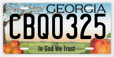 GA license plate CBQ0325