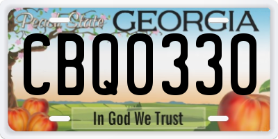 GA license plate CBQ0330