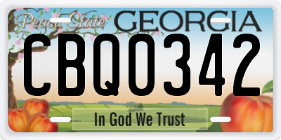 GA license plate CBQ0342