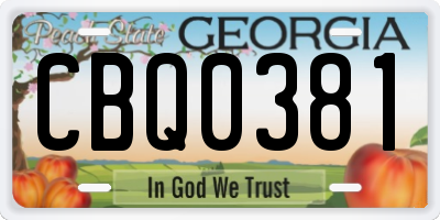 GA license plate CBQ0381