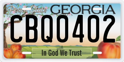GA license plate CBQ0402