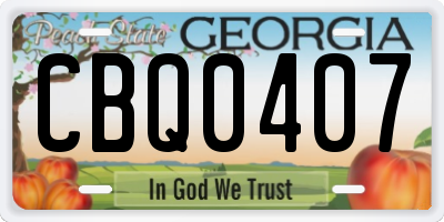 GA license plate CBQ0407