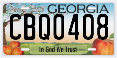 GA license plate CBQ0408